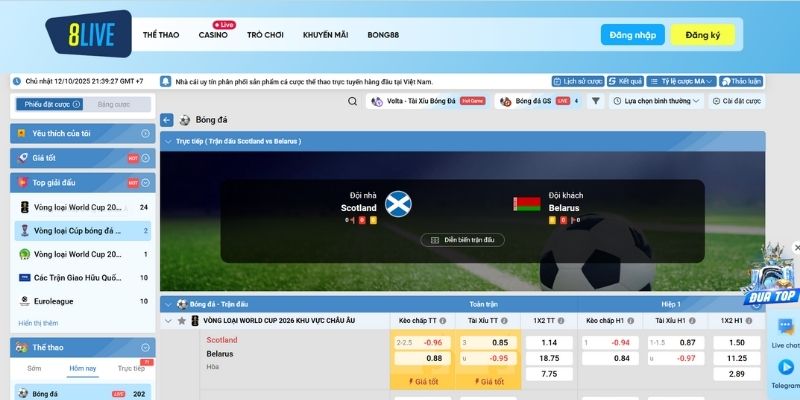 Hệ thống cược trực tiếp tại 8Live hiện đại