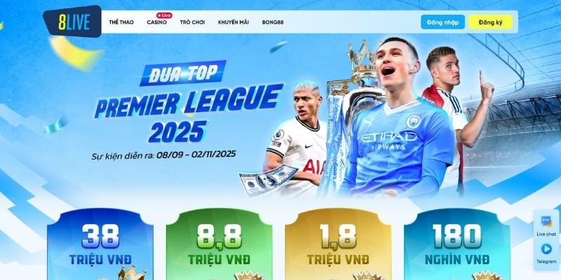 Khuyến mãi khi đăng ký tài khoản 8Live qua BongdaNET